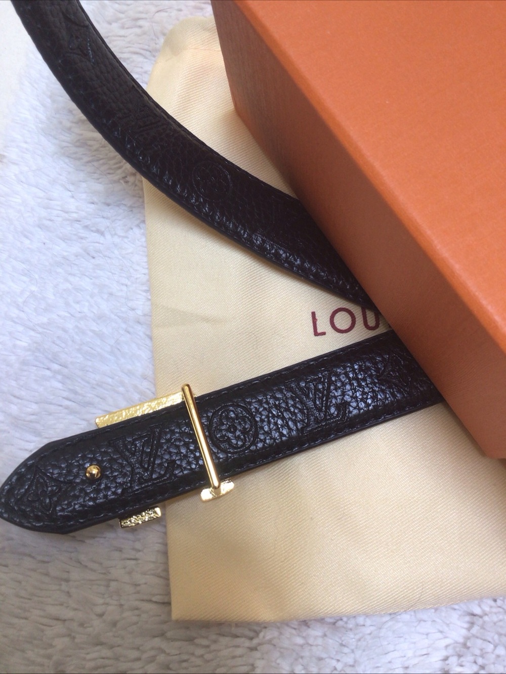 Louis Vuitton Brown Monogram LV Buckle Belt with Crystal Accent reversible 38” - Picture 3 of 8